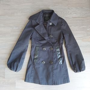 *sold* Mackage black trench coat with leather trim